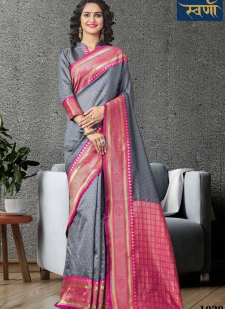 Dark Gray Colour SVARNA SVARNA 6 Fancy Ethnic Wear Soft Silk Heavy Latest Saree Collection 1038